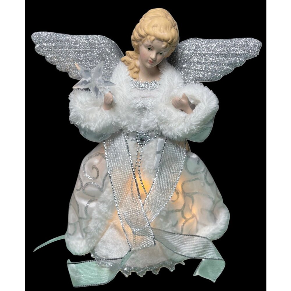 Angel Christmas Tree Topper Timer Remote Function USB Powered Lights Up